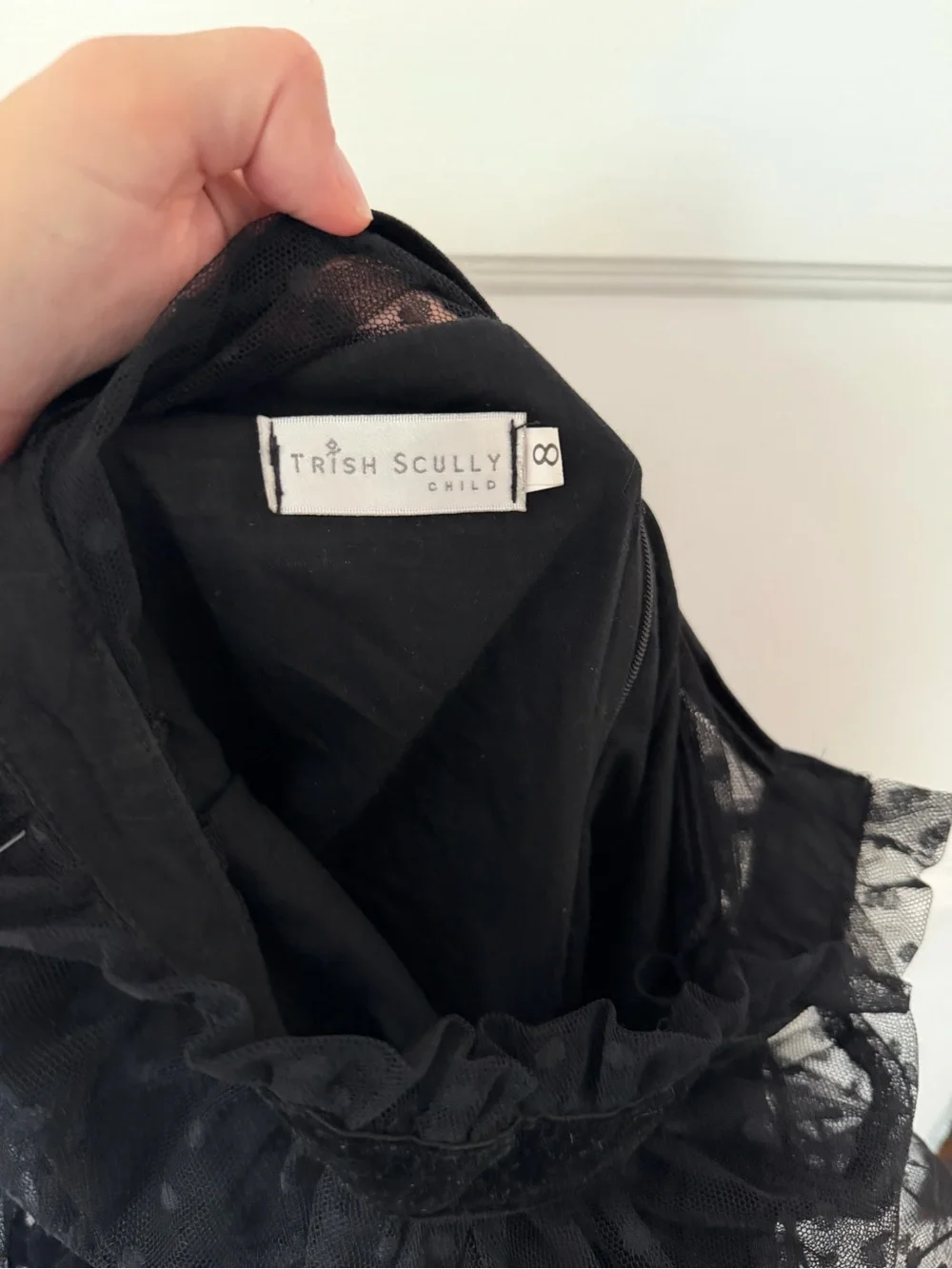 Trish Scully Girls 8 Black Velvet Tulle Formal Dress